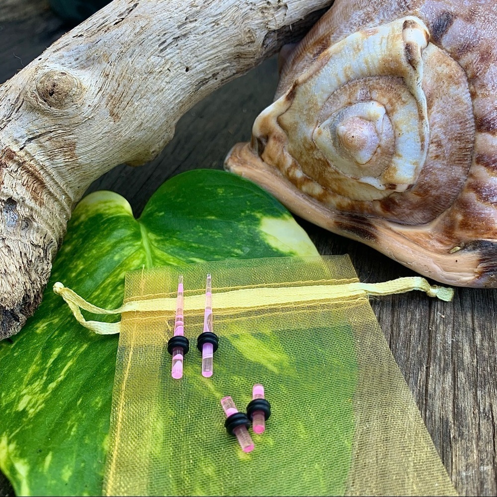 10G Pink Marble UV Acrylic plugs gauges and taper earrings  double o-ring